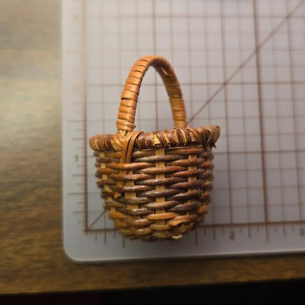 Vintage Miniature Woven Baskets Pair Set 2